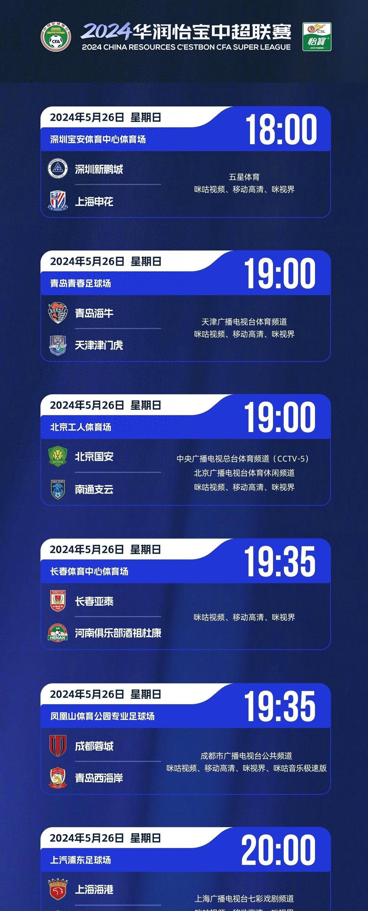 CCTV5今日节目表预告